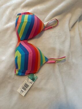 Vibrant Rainbow Striped t-shirt Bra